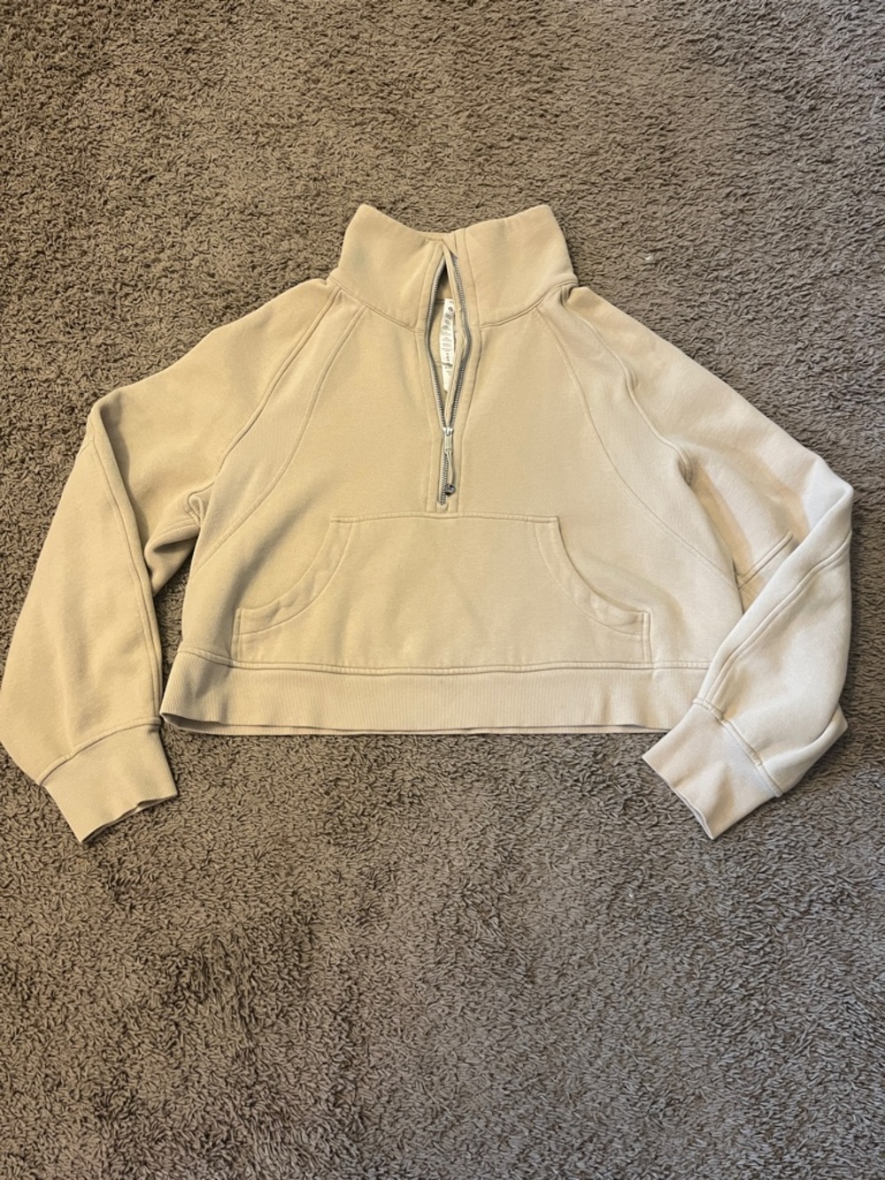 lululemon athletica Cropped Beige Quarter-Zip Pullover